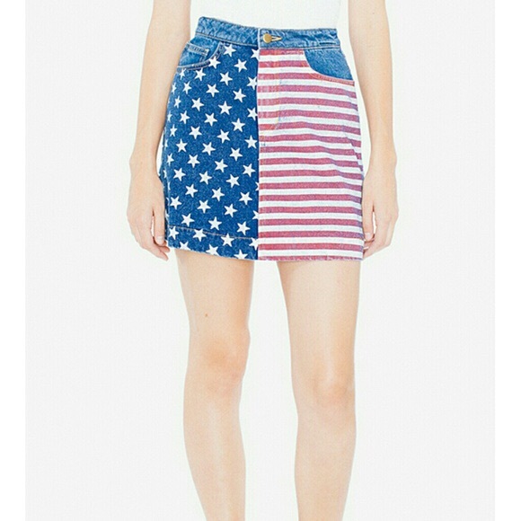 American Apparel Dresses & Skirts - NWT aa USA flag denim high waist skirt small American Apparel Dresses & Skirts - NWT aa USA flag denim high waist skirt small